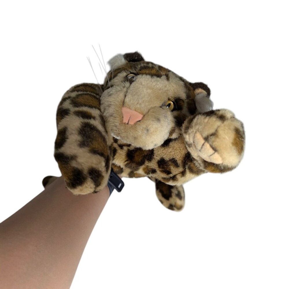 Folkmanis Brown Realistic Leopard Plush Stuffed Animal Soft Toy Hand Puppet 14" - Picture 11 of 12
